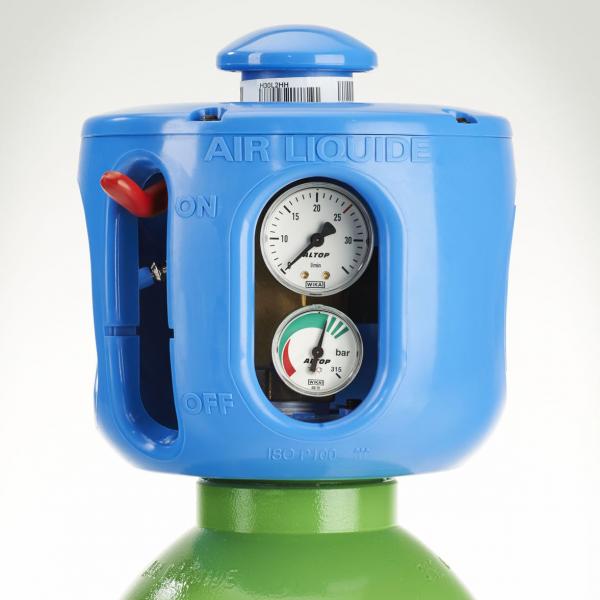 Altop är液化空气(Air Liquides) gasflaska med inbyggd调节器
