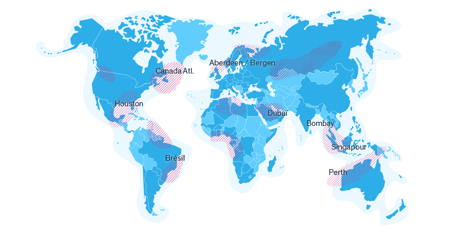 GrâceàNotre植入Mondiale，别索姆斯PrésentsDans90％Des Bases de Ravitaillement海上。